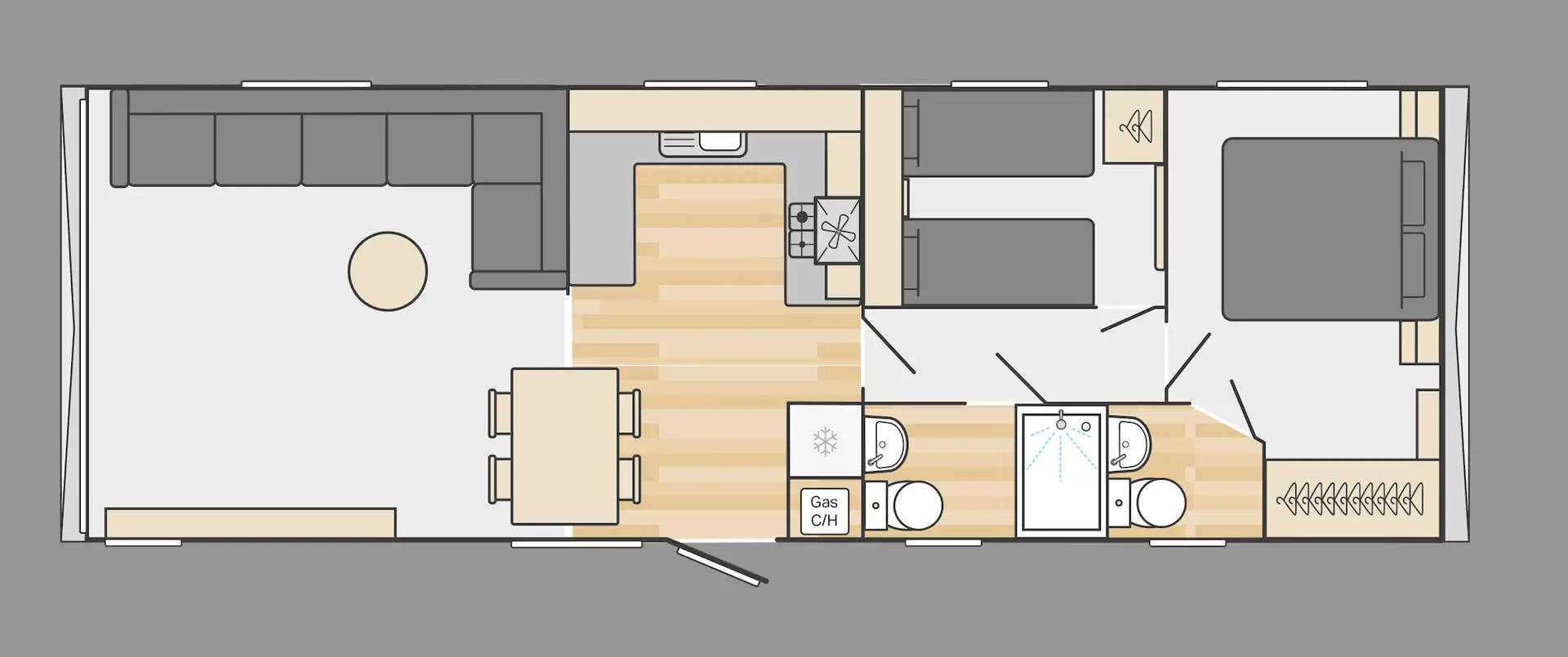 35x10 3 Bed Floor Plan