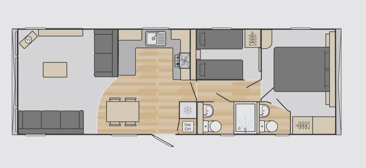 35x12 3 Bed Floor Plan