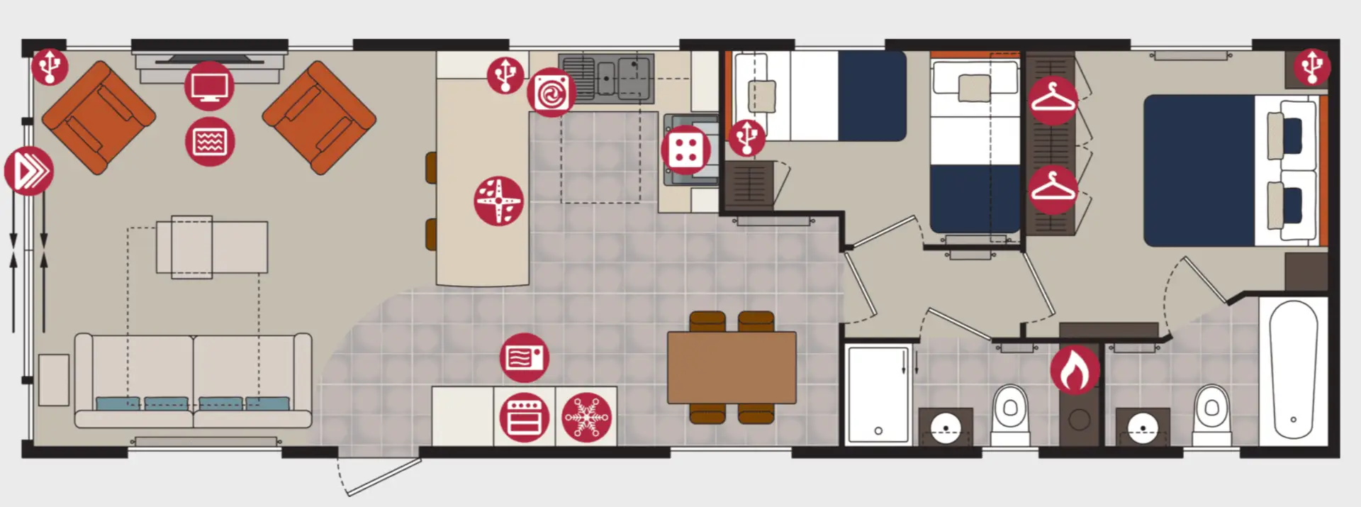 43x14 2 Bedroom Floor Plan