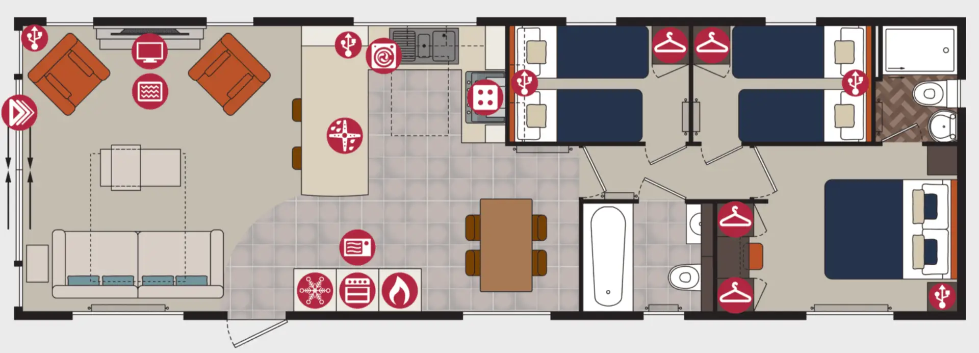 43x14 3 Bedroom Floor Plan